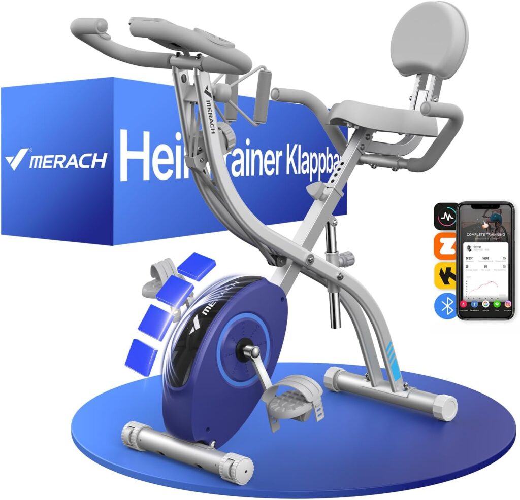 MERACH 4-in-1 Foldable Exercise Bike – Višenamjenski sklopivi sobni bicikl s 16 razina otpora