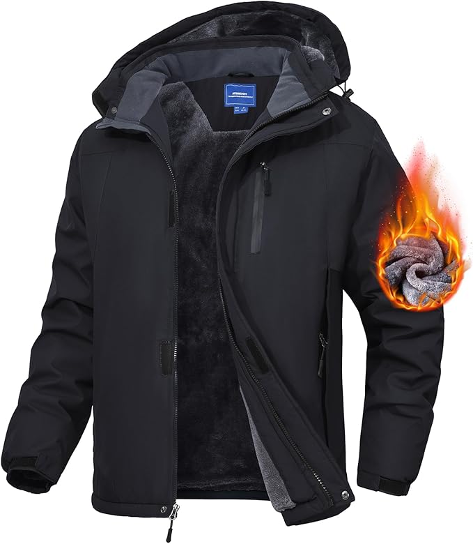 ZOFLY muška zimska ski jakna otporna na vodu i vjetar s toplom podstavom i uklonjivom kapuljačom za outdoor aktivnosti