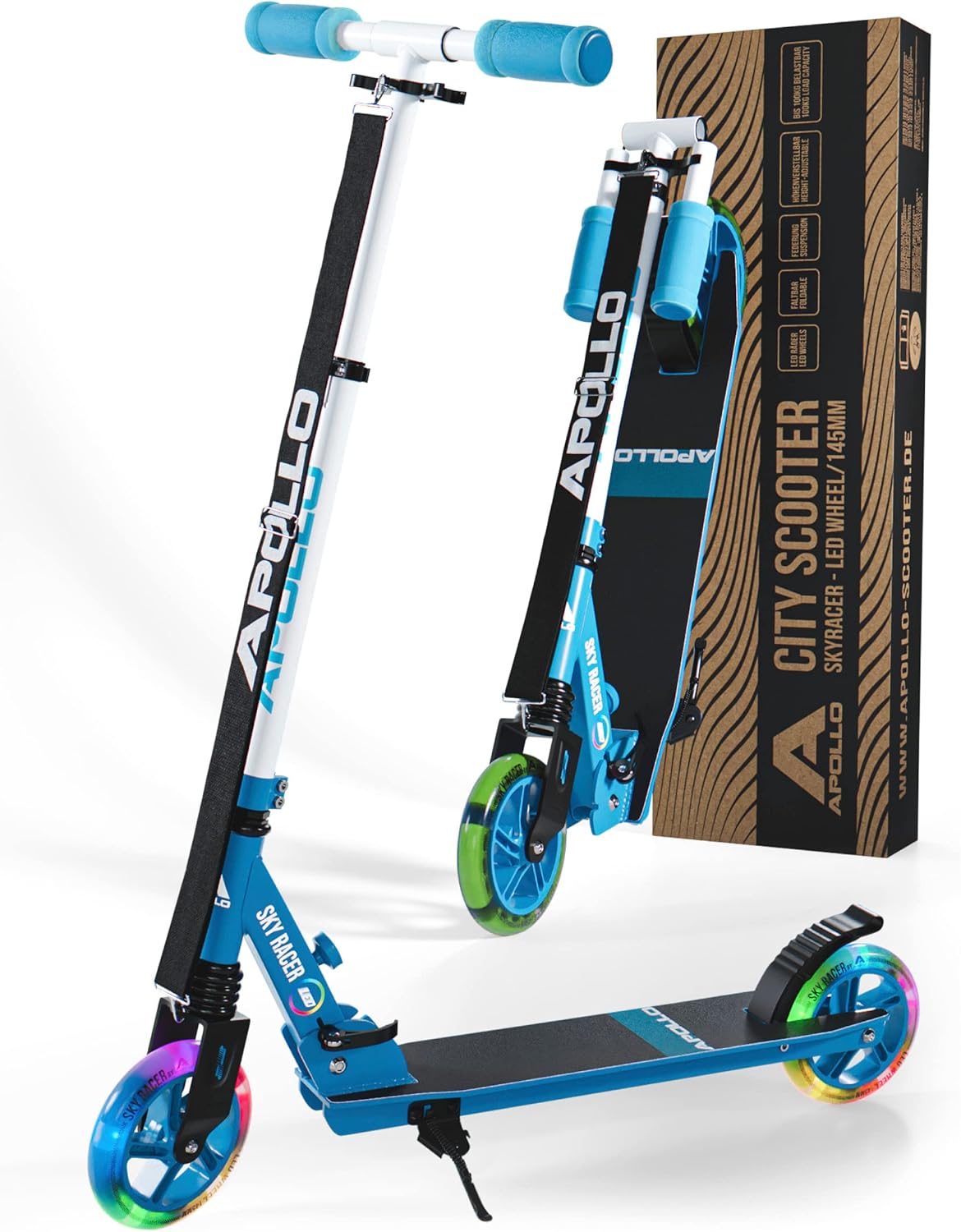 Apollo Skyracer City Scooter – lagan romobil s LED kotačima za djecu i tinejdžere