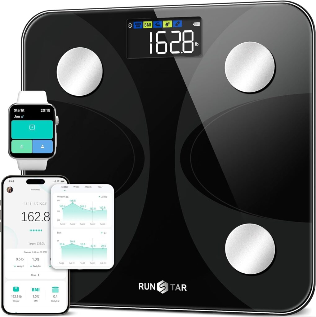 RunSTAR Digital Body Fat Scale – Pametna vaga s velikim zaslonom i 13 mjerenja
