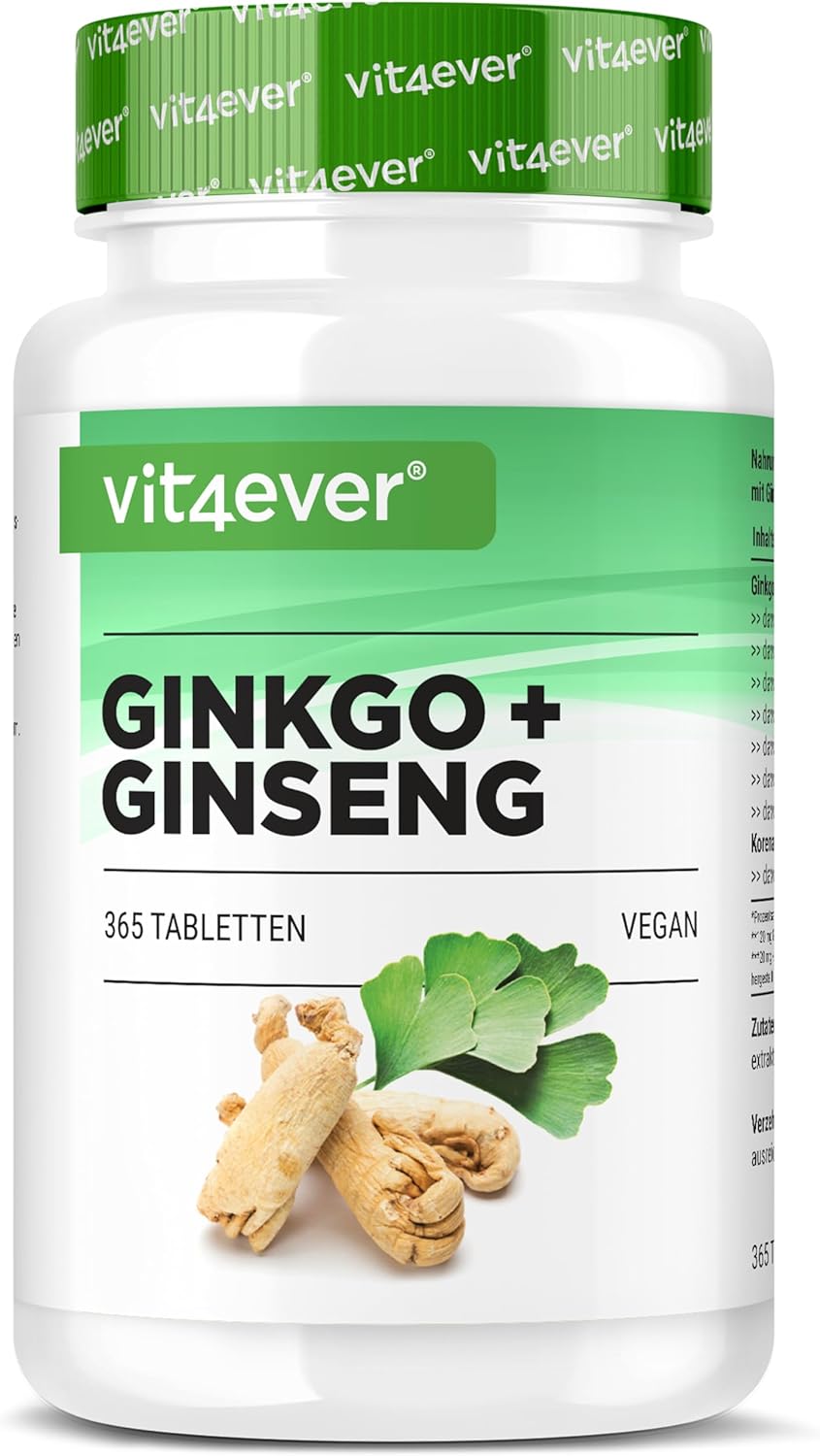 Vit4ever® Ginkgo + Ginseng – 360 tableta za energiju i fokus